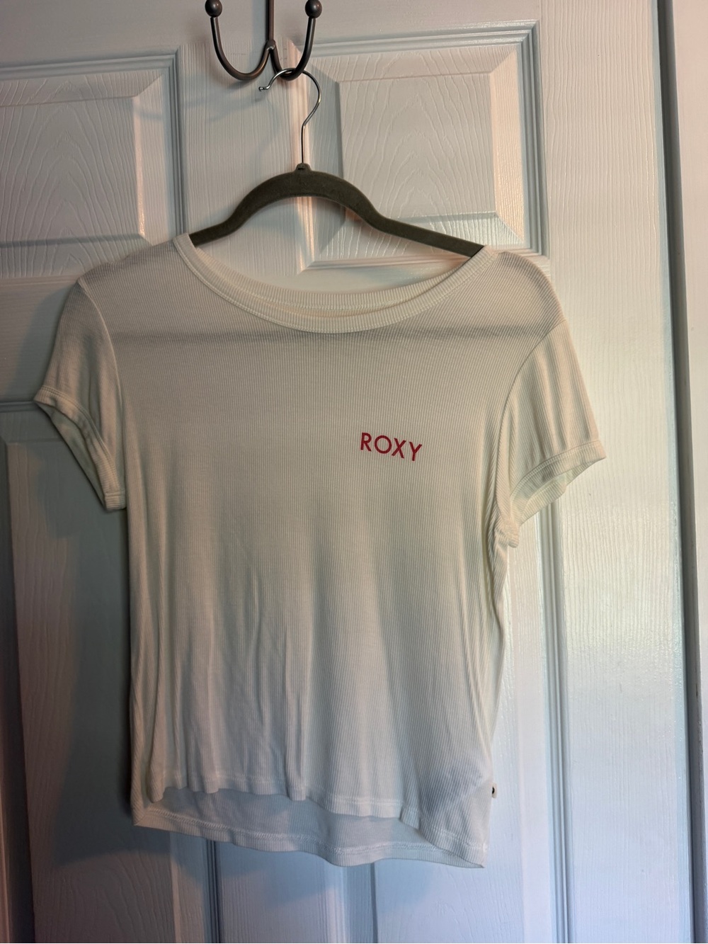 Roxy Cream Short Sleeve Tee with Red Logo